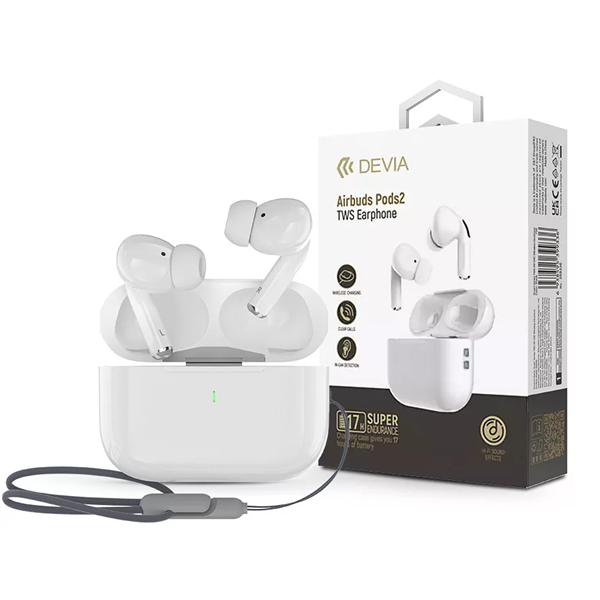 DEVIA ST399138 AIRBUDS PODS2 TRUE WIRELESS BLUETOOTH FÜLHALLGATÓ FEHÉR