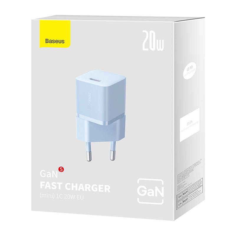 Mini wall charger Baseus GaN5 20W (blue)