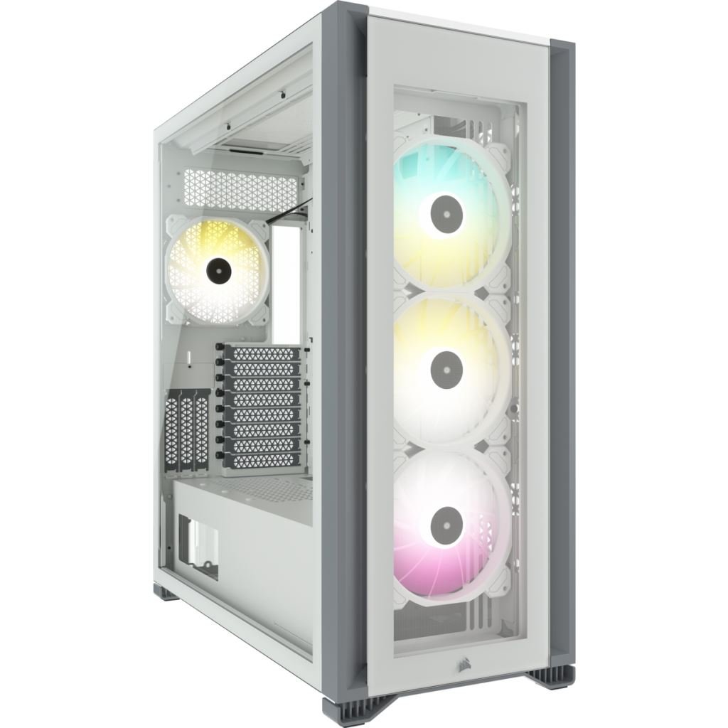 Corsair CC-9011227-WW iCUE 7000X RGB Tempered Glass táp nélküli ablakos ház fehér  