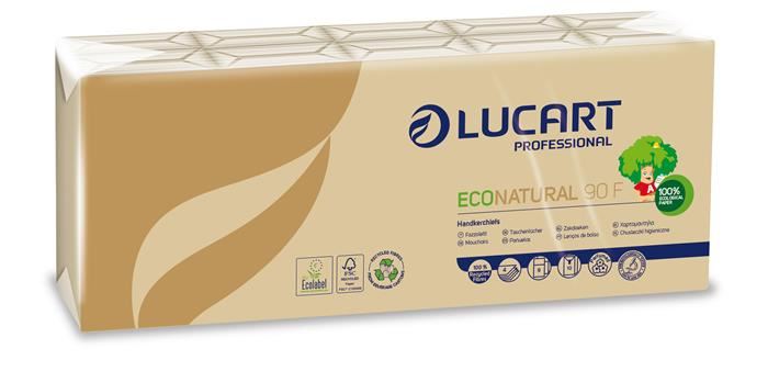 Lucart Eco Natural papír zsebkendő, 4 rétegű 10x9db barna (843166)