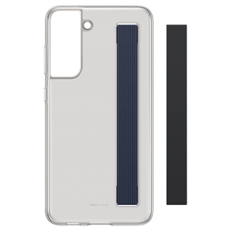 Samsung Galaxy S21 FE vékony szíjas tok sötétszürke,tengerészkék pántokkal (EF-XG990CBEGWW)
