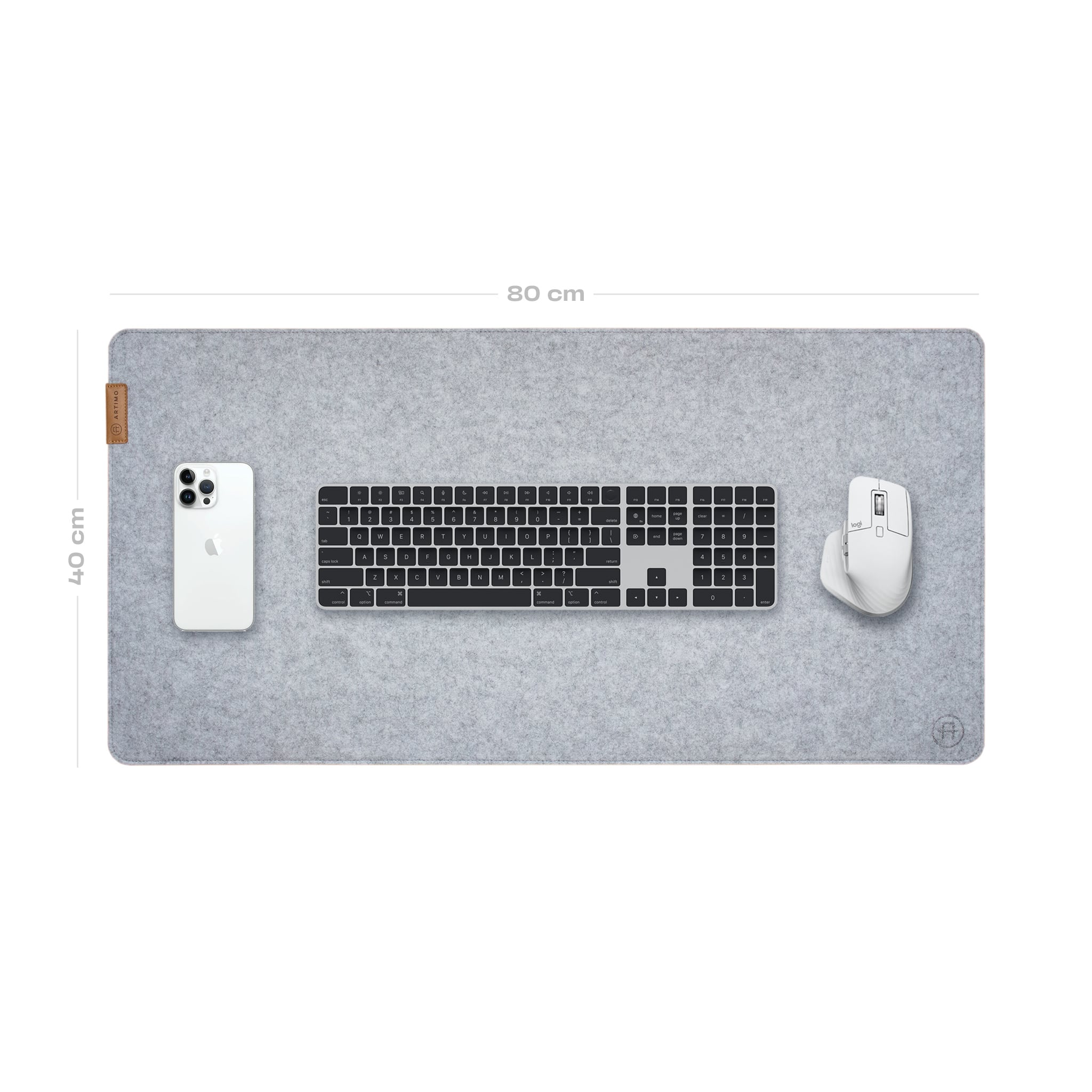 Artimo Desk Mat Felt Series M (80x40cm) Prémium filc egérpad Világos szürke