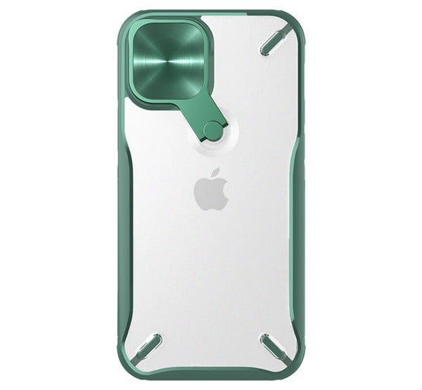NILLKIN CYCLOPS műanyag telefonvédő (közepesen ütésálló, légpárnás sarok, kameravédő, kitámasztó) SÖTÉTZÖLD [Apple iPhone 12 Pro ...