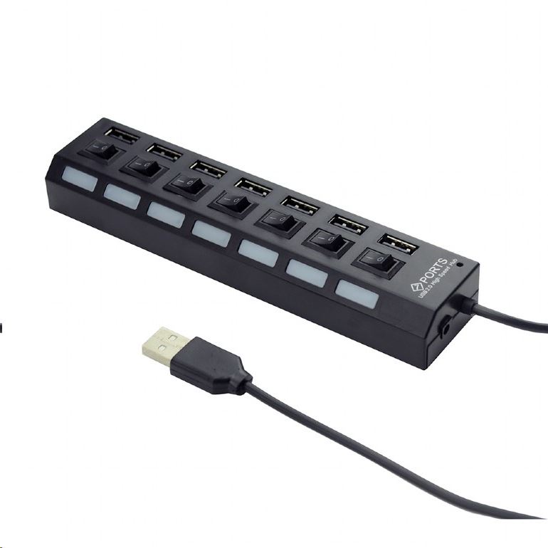 Gembird USB 2.0 HUB 7 portos fekete (UHB-U2P7-03)