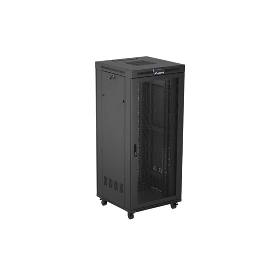 Lanberg 19" szabadon álló rack szekrény 37U/800X800 perforált ajtó lapraszerelt  LCD kijelző Fekete