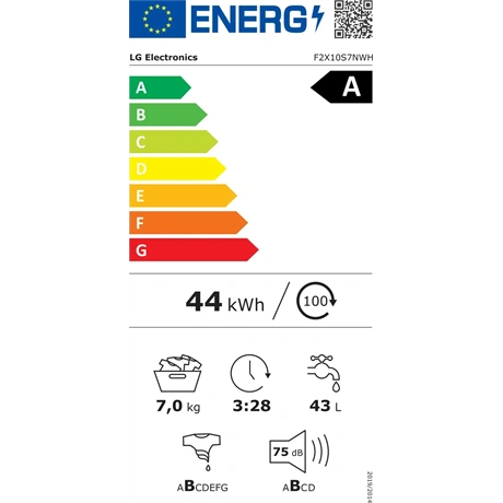 Lg F2X10S7NWH Elöltöltős mosógép Fehér - 7 kg, A Energiaosztály