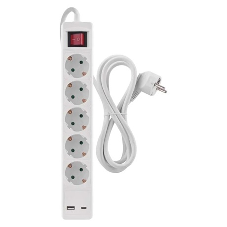 Emos P1523CU 3m / 5 aljzat USB A + C / 1,5 MM2 Hosszabbító  