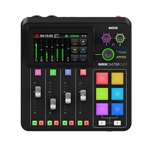 RODE Caster Duo podcast és audio produkciós keverő, fekete (RCDUO-E)