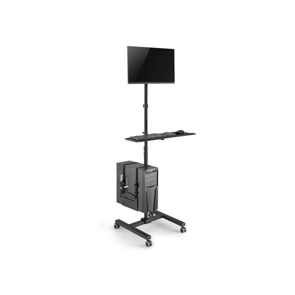 Equip 650171  17"-32"  1 monitor dönthető forgatható  gurulós Max.: 8kg Munkaállomás állvány Fekete 