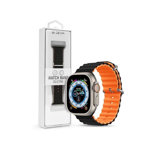 Devia ST381591 Apple Watch 38/40/41mm fekete/narancs szilikon sport szíj Devia ST381591 Apple Watch 38/40/41mm fekete/narancs szilikon sport szíj