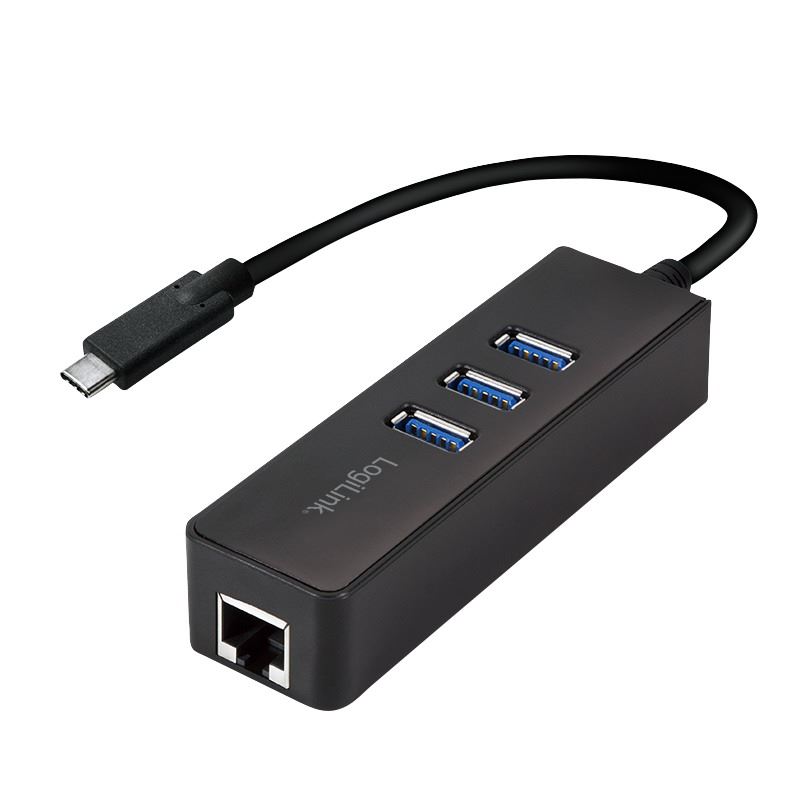 Logilink UA0283 USB 3.2 USB-C 3-Port Hub Gigabit Ethernet 