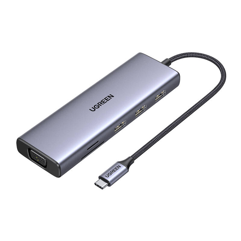 USB-C Hub Ugreen CM498, 3x USB 3.0, HDMI 4k 30Hz, VGA, RJ45, SD/TF, PD 100W (gray) USB-C Hub Ugreen CM498, 3x USB 3.0, HDMI 4k 30Hz, VGA, RJ45, SD/TF, PD 100W (gray)