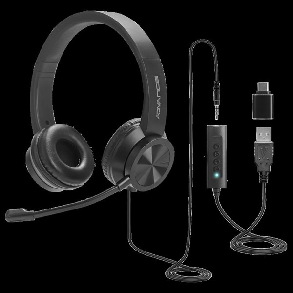Advance SMARTPHONICS 750 3,5mm Jack/USB  1,9m kábel fekete Fejhallgató   