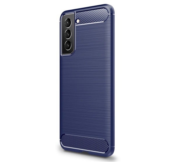 Szilikon telefonvédő (közepesen ütésálló, légpárnás sarok, szálcsiszolt, karbon minta) SÖTÉTKÉK [Samsung Galaxy S22 Plus 5G (SM-S906)]