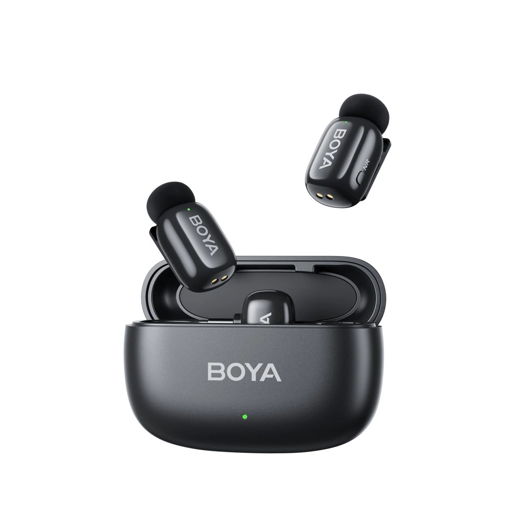 BOYA Ultrakompakt 2,4 GHz-es vezeték nélküli mikrofon USB-C csatlakozóval 2 adó + 1 vevő Fekete