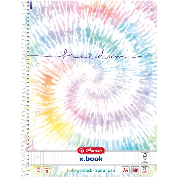 Herlitz Batik Freedom A4 80lapos perforált kockás spirálfüzet Herlitz Batik Freedom A4 80lapos perforált kockás spirálfüzet