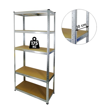 Globiz 10844 FÉMPOLC ÁLLVÁNY 5 SZINTES, 180 X 90 X 30 CM