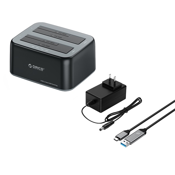Orico HDD/SSD Dokkoló  6829C3-V1-EU-BK  2x 2,5"/3,5" HDD/SSD   USB-A Fekete 