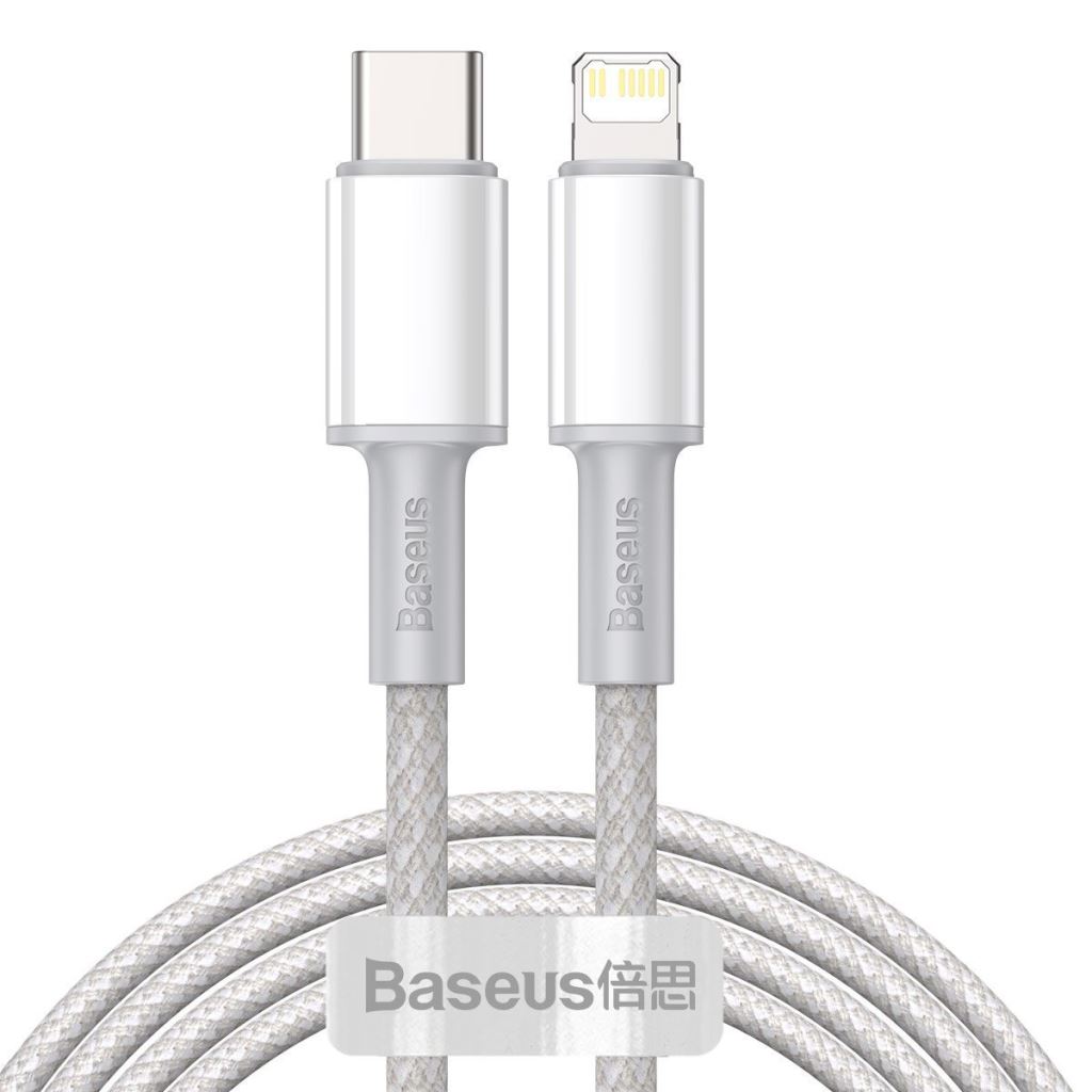 Baseus USB-C-Lightning nagy sűrűségű fonott kábel, 20W, PD, 2m, fehér (CATLGD-A02) Baseus USB-C-Lightning nagy sűrűségű fonott kábel, 20W, PD, 2m, fehér (CATLGD-A02)