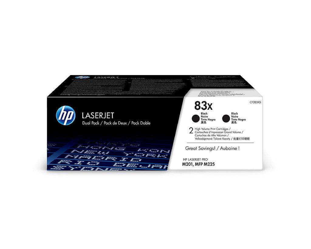 HP 83X 2 darabos nagy kapacitású LaserJet tonerkazetta fekete (CF283XD)