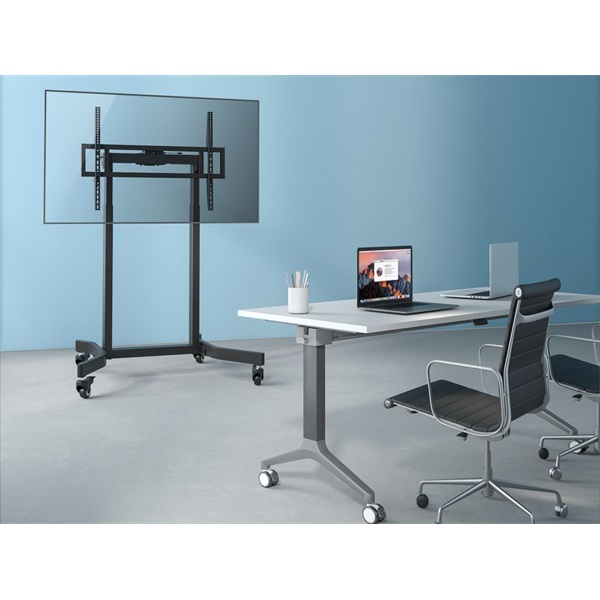 Equip 650631  55"-100" álló dönthető állítható magasság  gurulós motoros Max.:120kg Fekete TV állvány  