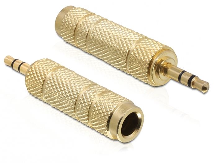 Delock DL65360 sztereo jack 3.5 mm apa -> 6.35 mm anya fém adapter Delock DL65360 sztereo jack 3.5 mm apa -> 6.35 mm anya fém adapter