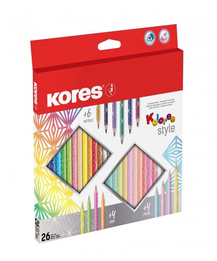 Kores Kolores Style színes ceruza készlet 26 különböző szín (93320) Kores Kolores Style színes ceruza készlet 26 különböző szín (93320)