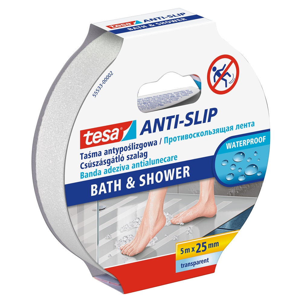 Tesa Csúszásgátló szalag 25mmX5m fürdőszobai,  átlátszó (55533-00002-11)