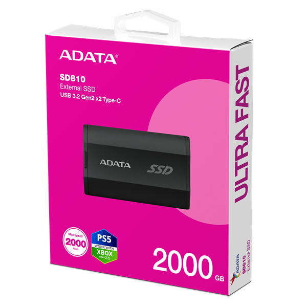 ADATA SD810  USB 3.2 2TB SSD Külső Fekete