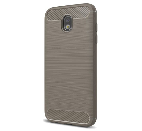 Szilikon telefonvédő (közepesen ütésálló, légpárnás sarok, szálcsiszolt, karbon minta) SZÜRKE [Samsung Galaxy J5 (2017) SM-J530 EU]