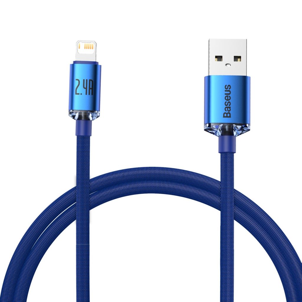 Baseus Crystal Shine USB-Lightning töltőkábel , 2,4A, 1.2 m, kék (CAJY000003) Baseus Crystal Shine USB-Lightning töltőkábel , 2,4A, 1.2 m, kék (CAJY000003)
