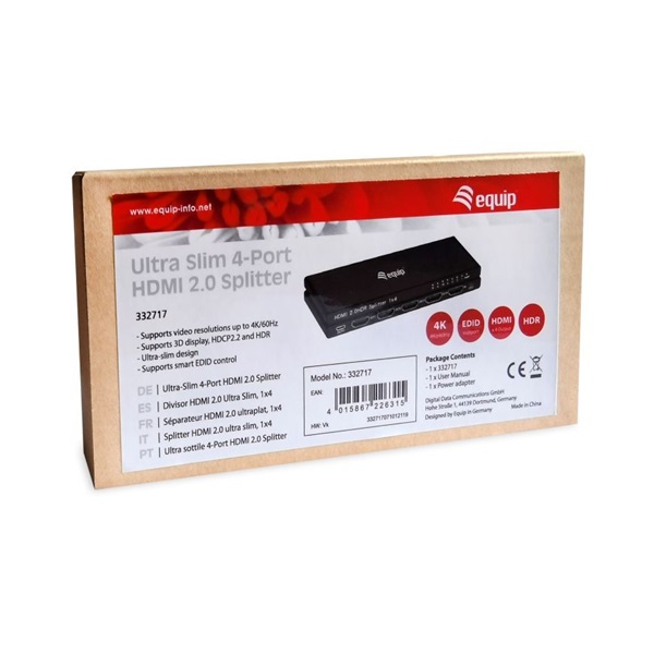 Equip  332717 4 port HDMI Video-Splitter Fekete