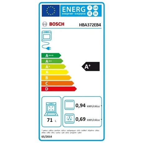 Bosch HBA372EB4 fekete, beépíthető, sütőtér:71L, grill, légkeverés, pirolitikus tisztítás, sütő