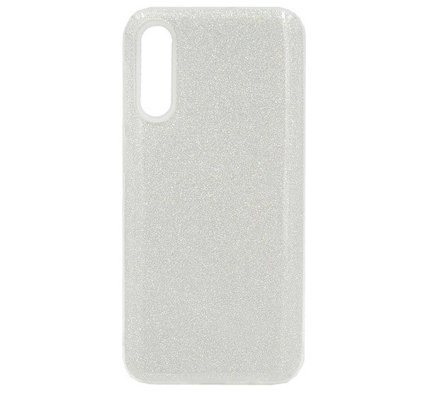 Szilikon telefonvédő (műanyag belső, csillogó hátlap) EZÜST [Samsung Galaxy A50s (SM-A507F)]