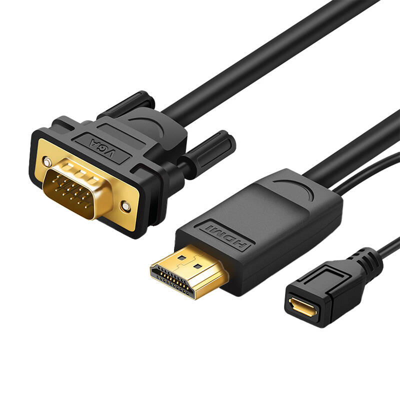 HDMI to VGA Adapter UGREEN MM101, round, 1.5m (black) HDMI to VGA Adapter UGREEN MM101, round, 1.5m (black)