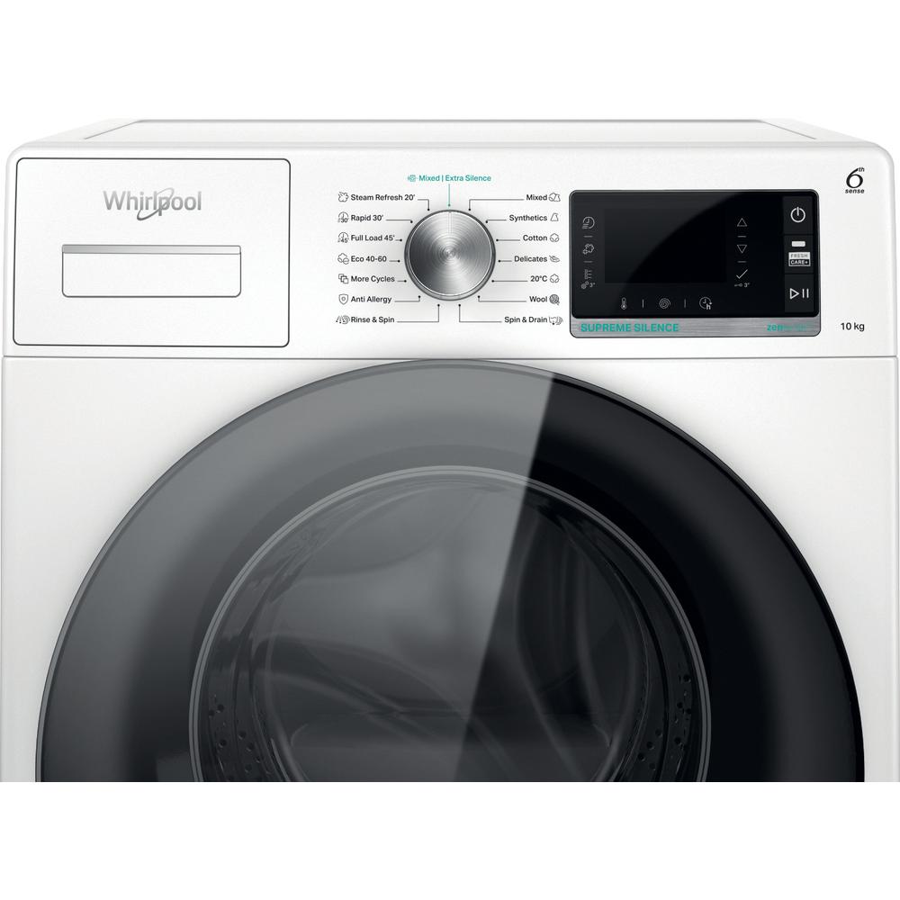 Whirlpool W6 W045WB EE Elöltöltős mosógép – 10 kg, 1400 ford./perc, B Energiaosztály, 6. Érzék technológia, Steam Hygiene, FreshCare+, Steam Refresh