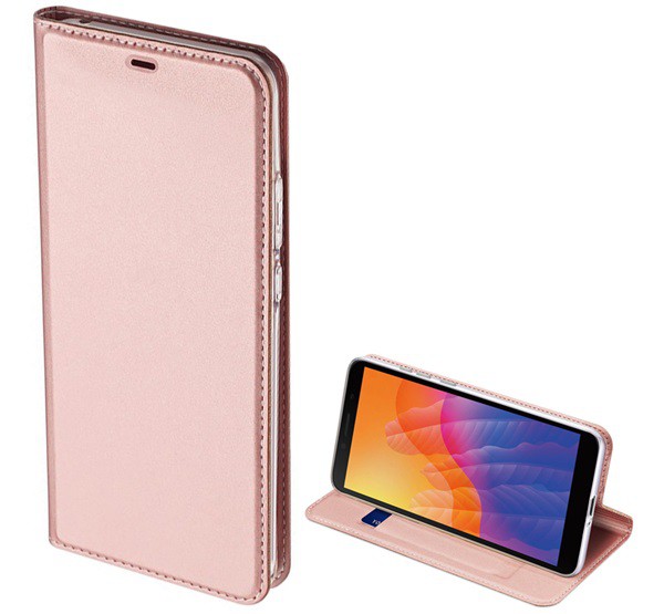 DUX DUCIS SKIN PRO tok álló, bőr hatású (FLIP, oldalra nyíló, bankkártya tartó, asztali tartó funkció) ROZÉARANY [Honor 9S]