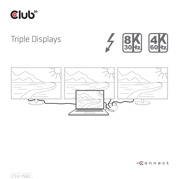 Club 3D CSV-1582 140W Thunderbolt 4  DP, 2xHDMI, USB-C, 4xUSB-A, SD, TF, RJ45, 3,5 Jack, DC Notebook Dokkoló
