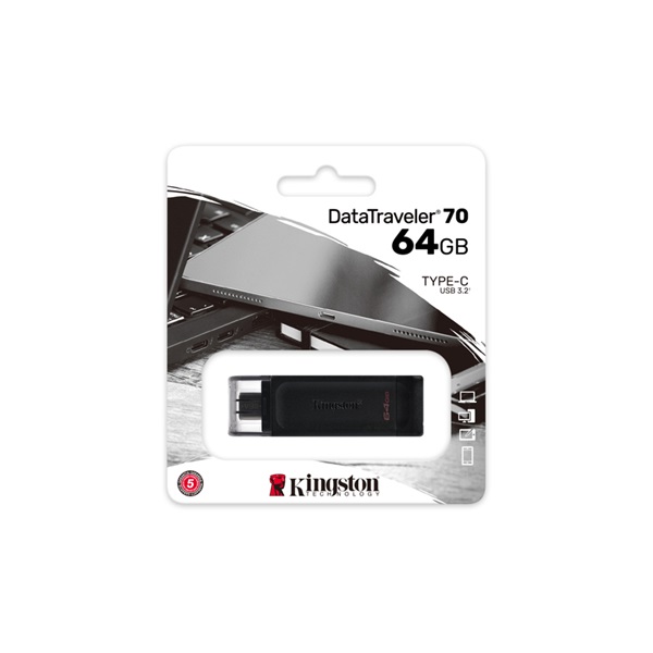 Pen Drive 64GB Kingston DataTraveler 70 USB-C (DT70/64GB)