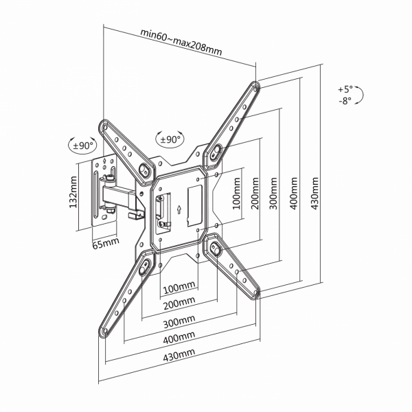 SBOX LCD-441 23“ - 55“ dönthető forgatható 400x400 max. 30 kg karos fali konzol 