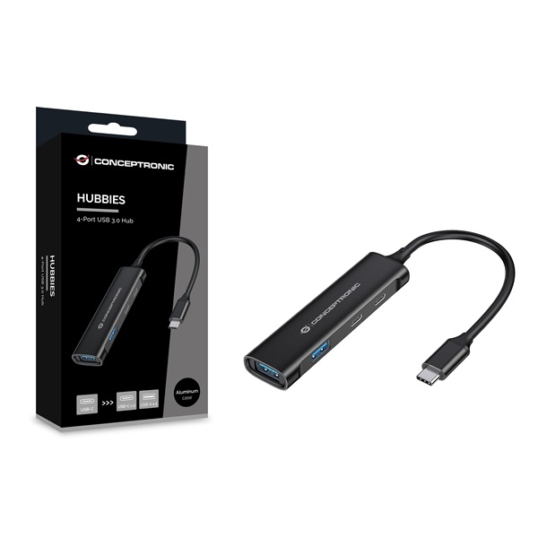 Conceptronic HUBBIES12B 4 Port USB-C to 2x USB-C+2x USB-A USB Hub Fekete Conceptronic HUBBIES12B 4 Port USB-C to 2x USB-C+2x USB-A USB Hub Fekete