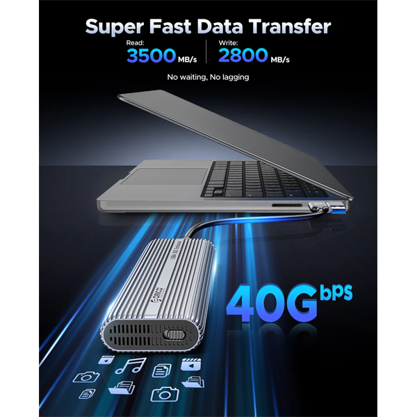 Orico ACOM2-U4-GY USB-C 4-> M.2 NVMe Külső M.2 ház Szürke Orico ACOM2-U4-GY USB-C 4-> M.2 NVMe Külső M.2 ház Szürke