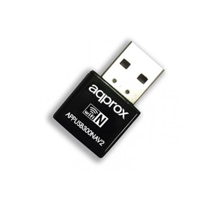 Approx Hálózati Adapter 300Mbps Wireless N Nano USB fekete (appUSB300NAV2)