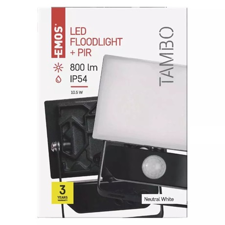 Emos ZS2911 TAMBO LED REFLEKTOR 10.5W 800LM MOZGÁSÉRZÉKELŐVEL IP54 NW