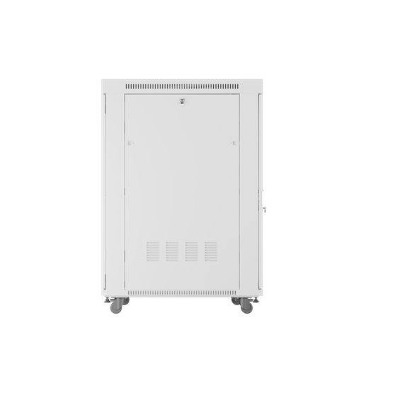 Lanberg 19" szabadon álló rack szekrény 27U/800X1000 perforált ajtó, lapraszerelt, LCD kijelző, szürke