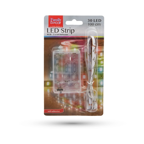 Family Decor 55885 LED SZALAG  - SZÍNES - 1 M - 3 X AA ELEMES