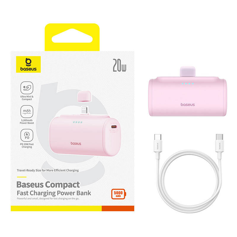 Baseus Compact 5000mAh  20W powerbank Rózsaszín 