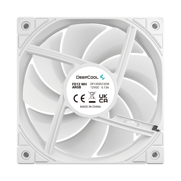 DeepCool Cooler 12cm FD12 ARGB WH  27,6dB max. 109,07 m3/h  3pin csatlakozó Fehér 