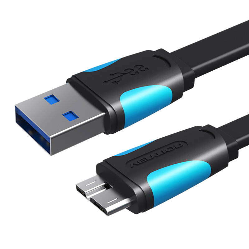 Flat USB 3.0 A to Micro-B cable Vention VAS-A12-B100 1m Black Flat USB 3.0 A to Micro-B cable Vention VAS-A12-B100 1m Black