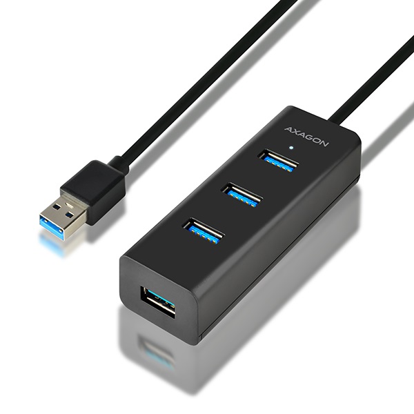 Axagon HUE-S2BL négyportos USB 3.0 HUB gyorstöltéssel, 1,2m kábel Axagon HUE-S2BL négyportos USB 3.0 HUB gyorstöltéssel, 1,2m kábel